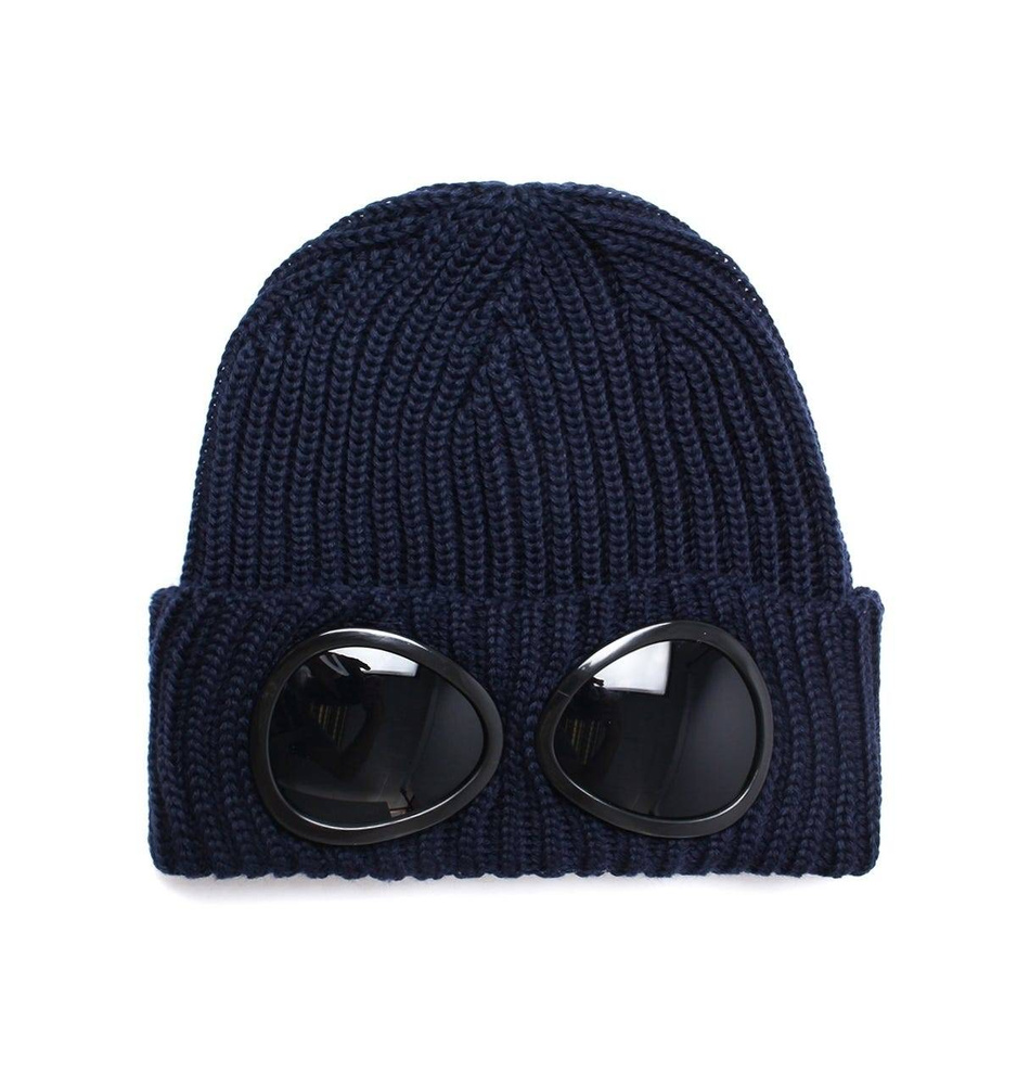 CP COMPANY KNIT CAP EXTRAFINE MERINO WOOL DARK NAVY AKCESORIA