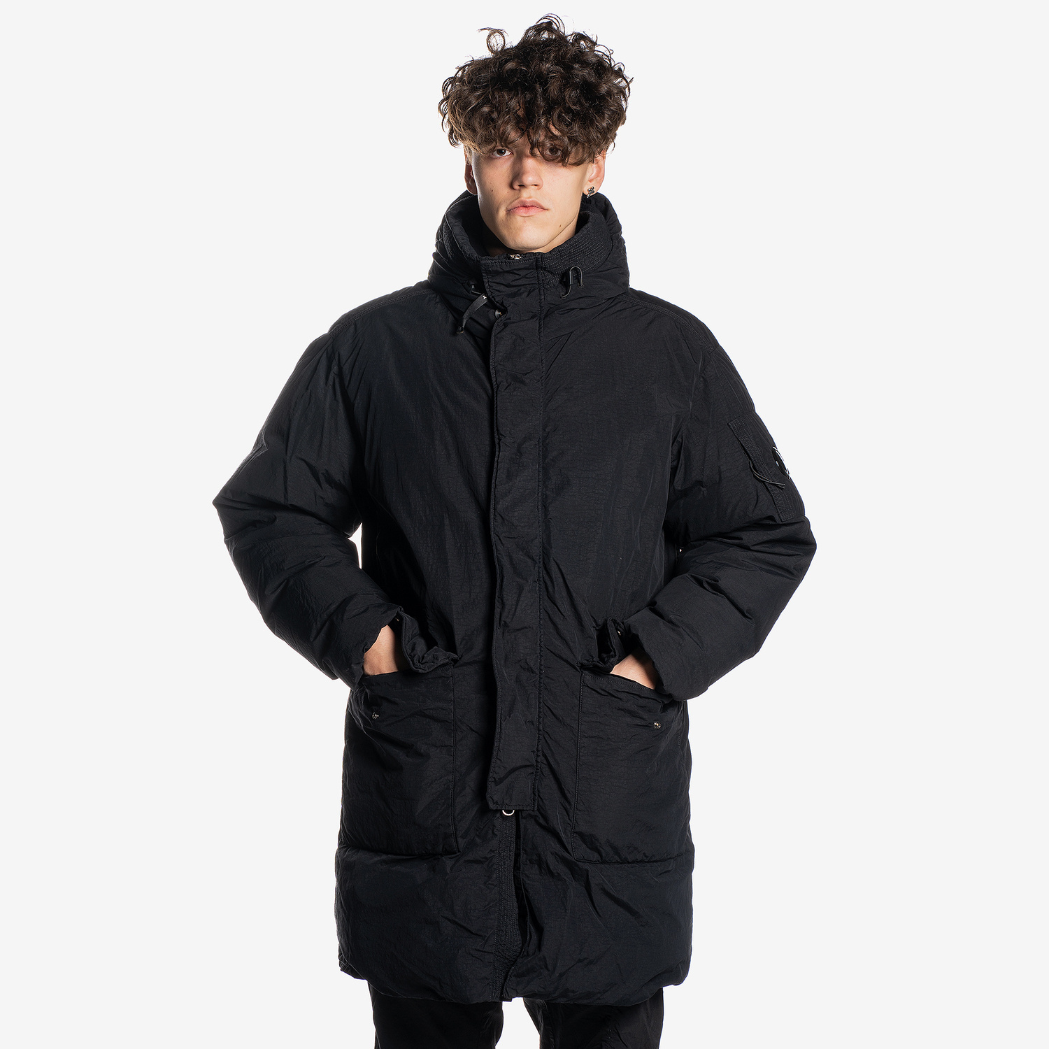 Męska czarna kurtka C.P. COMPANY Flatt Nylon Down Parka