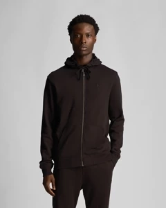 BLUZA LYLE & SCOTT TONAL EAGLE ZIP THROUGH HOODIE JET BLACK